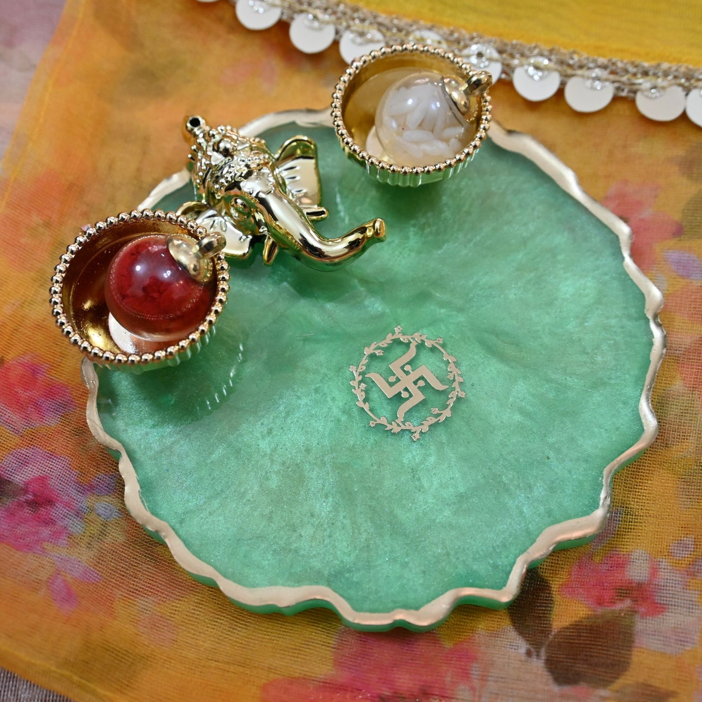 Resin Ganesha Tika Thali