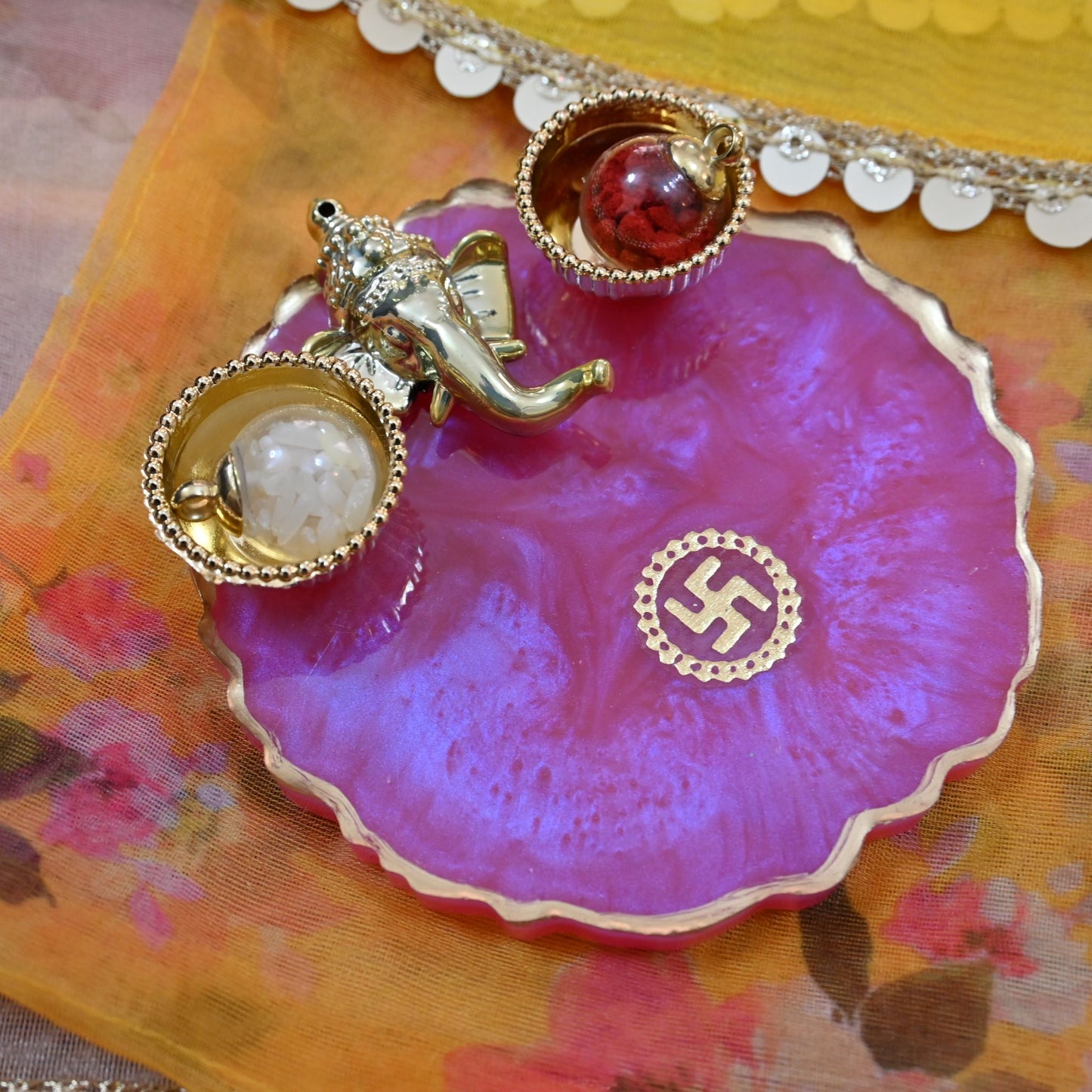 Resin Ganesha Tika Thali