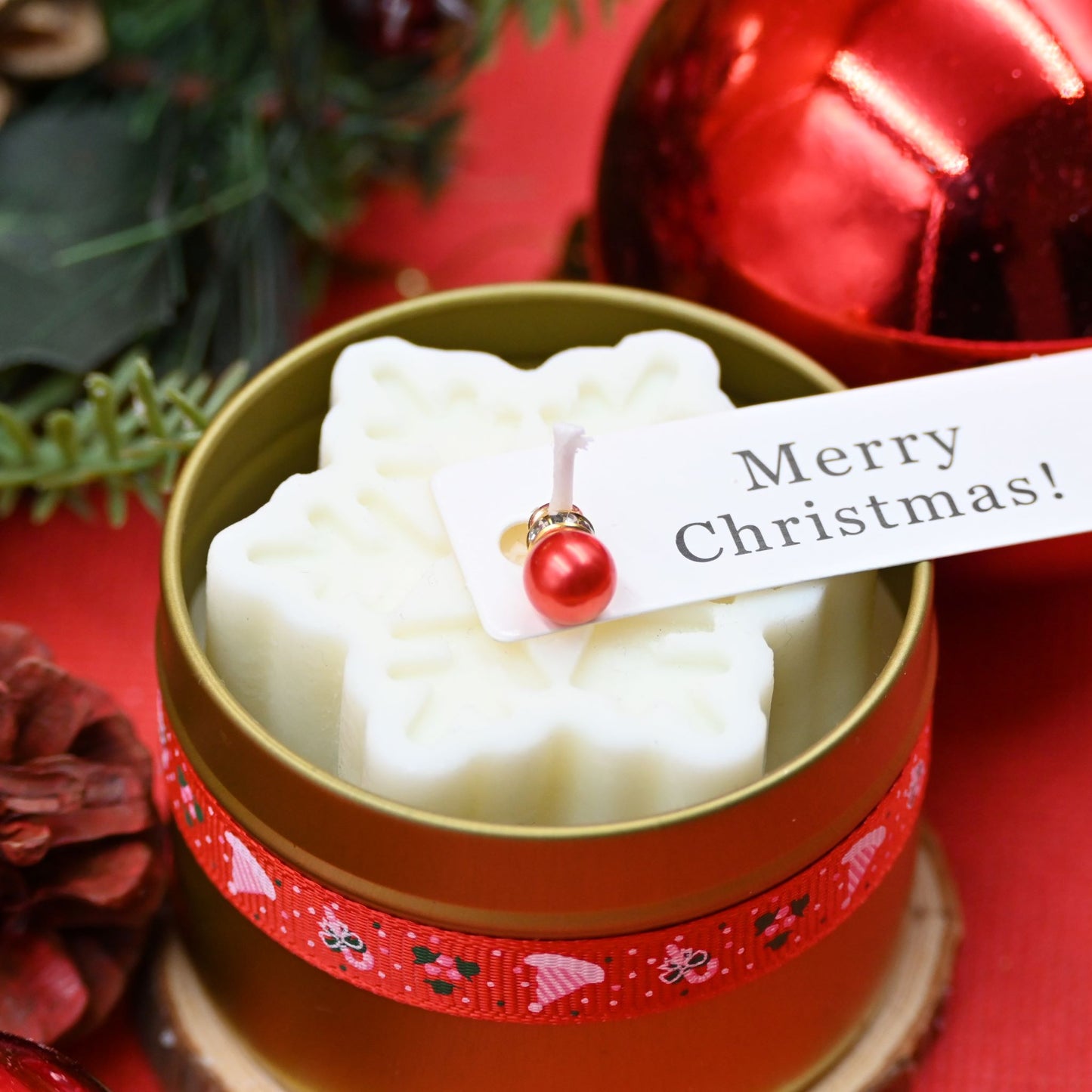 Snowflake Red Pearl Candle