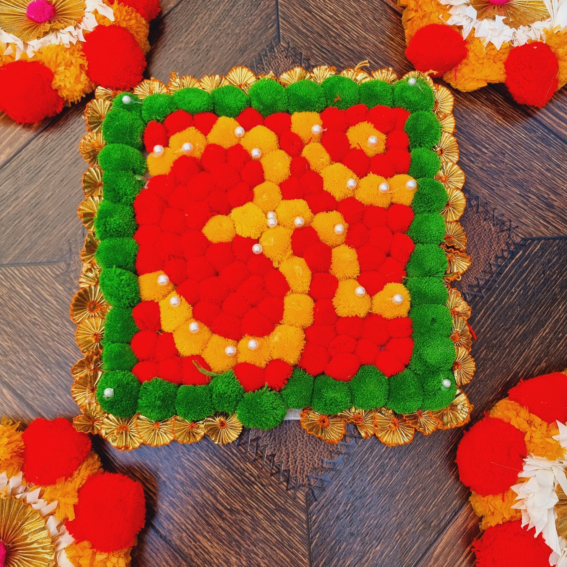 Floral Rangoli Mat ( Set of 5 Pieces) - Urban Roots