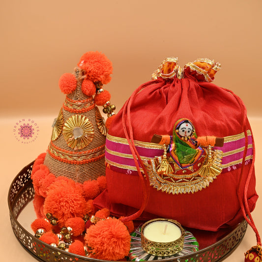 Puppet Latkan Potli Gifting Bag Red - Urban Roots