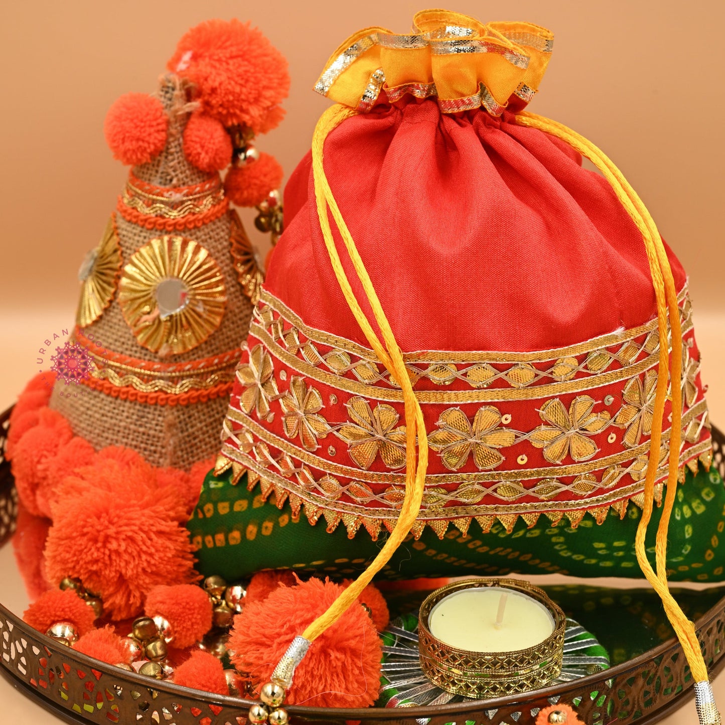 Lehriya Potli Gifting Bag Red - Urban Roots
