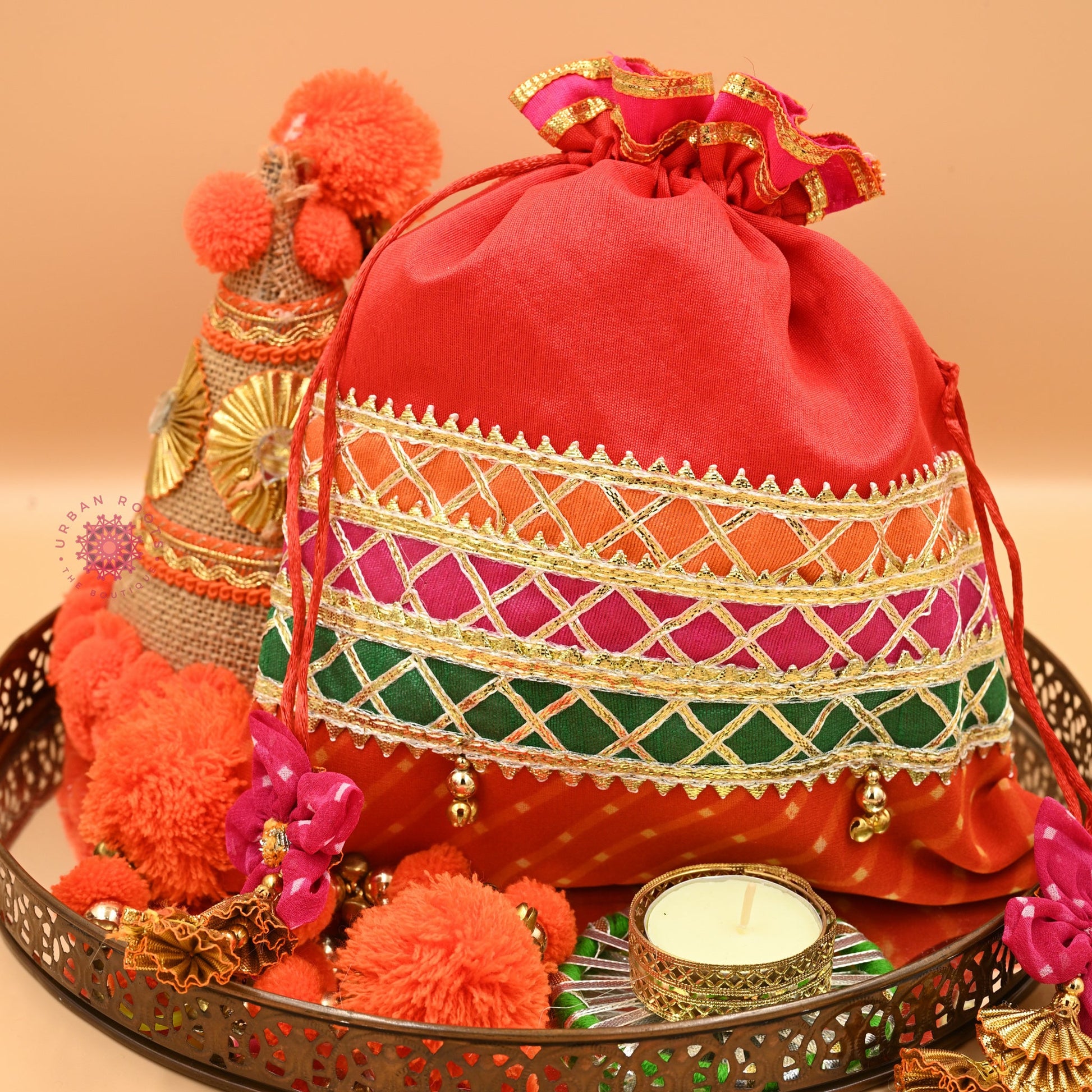 Lehriya Potli Gifting Bag Red - Urban Roots