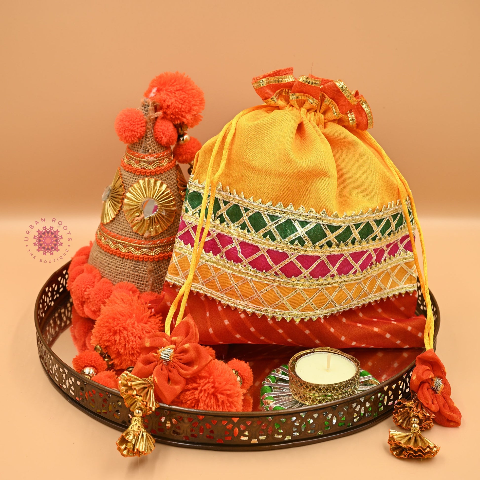 Lehriya Potli Gifting Bag Yellow - Urban Roots