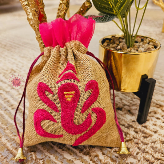 Ganpati Potli Gifting Bag Pink