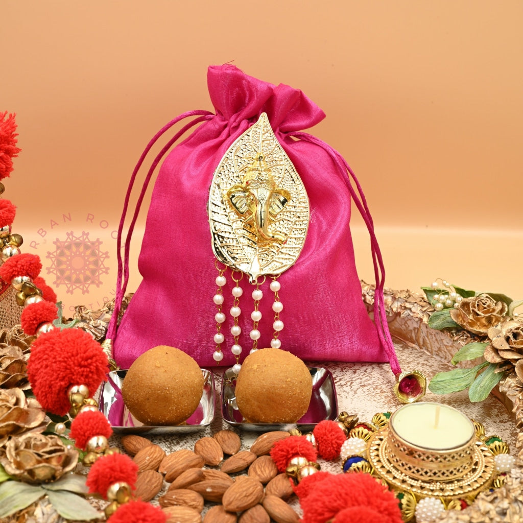 Ganpati Potli Gifting Bag Pink - Urban Roots